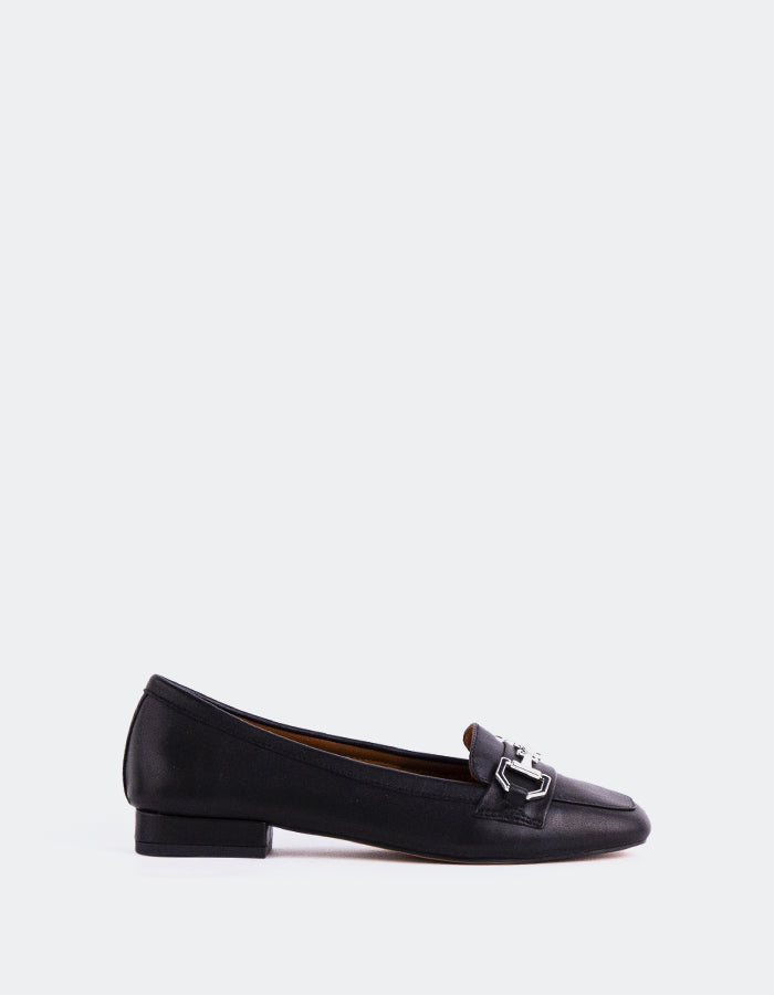 L'INTERVALLE Kallima Femme Loafer Pump Shoe Noir Leather