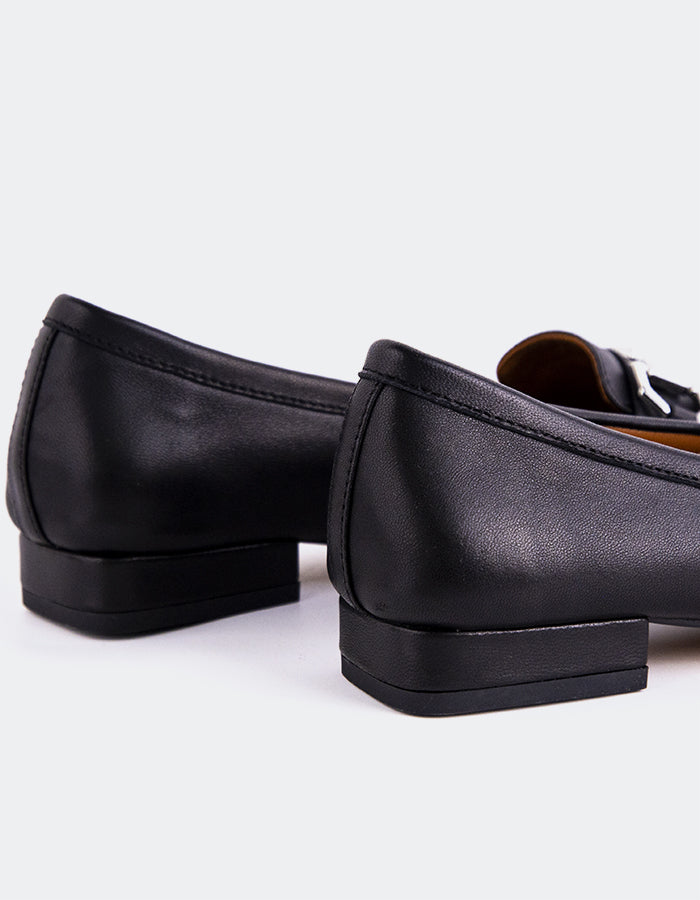 L'INTERVALLE Kallima Femme Loafer Pump Shoe Noir Leather