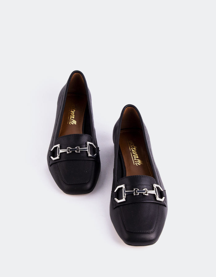 L'INTERVALLE Kallima Femme Loafer Pump Shoe Noir Leather