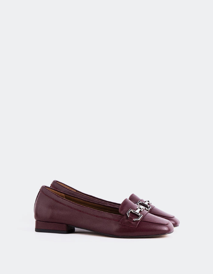 L'INTERVALLE Kallima Women's Loafer Pump Shoe Burgundy Leather
