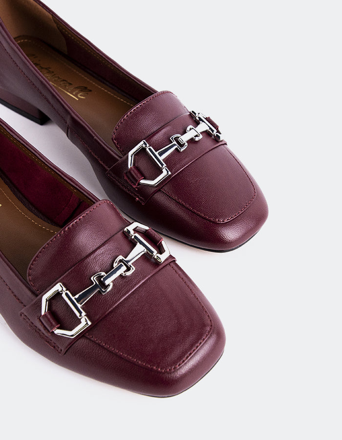 L'INTERVALLE Kallima Women's Loafer Pump Shoe Burgundy Leather