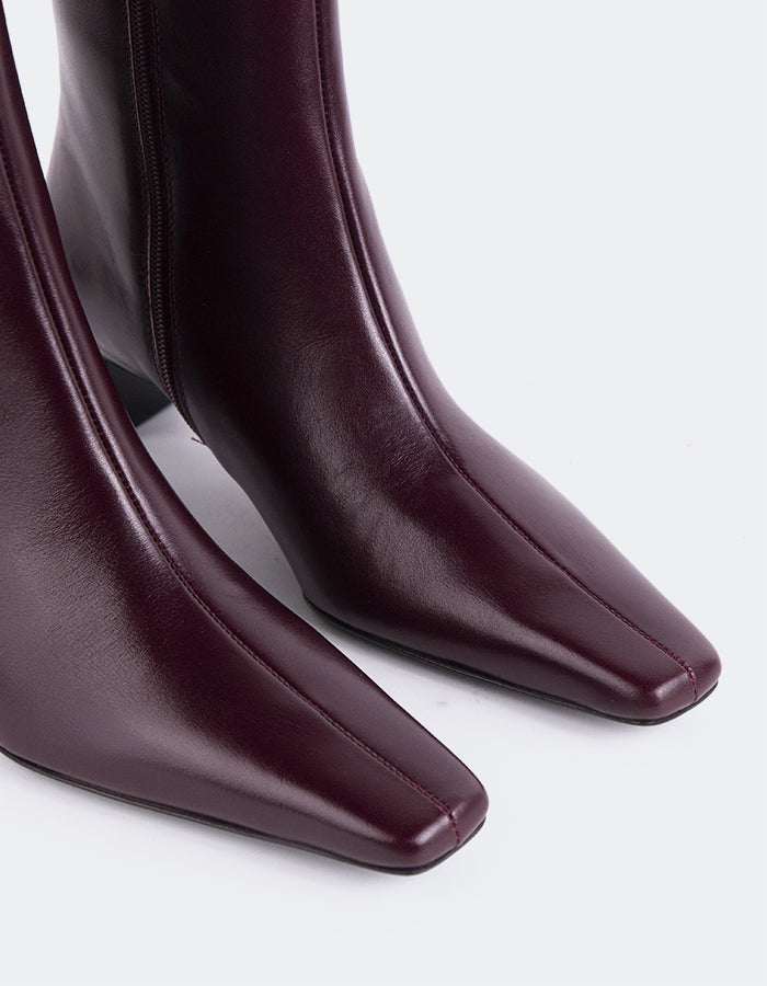 L'INTERVALLE Karylle Women's Ankle Boots Burgundy Leather