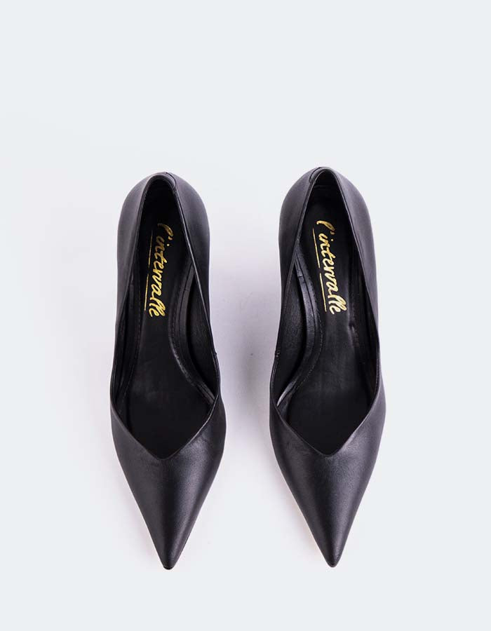 L'INTERVALLE Kressy Femmes Wedge Escarpins Noir Cuir