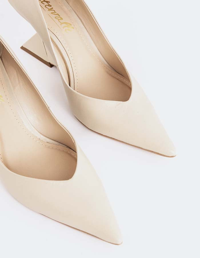 L'INTERVALLE Kressy Femmes Wedge Escarpins Blanc Cassé Leather