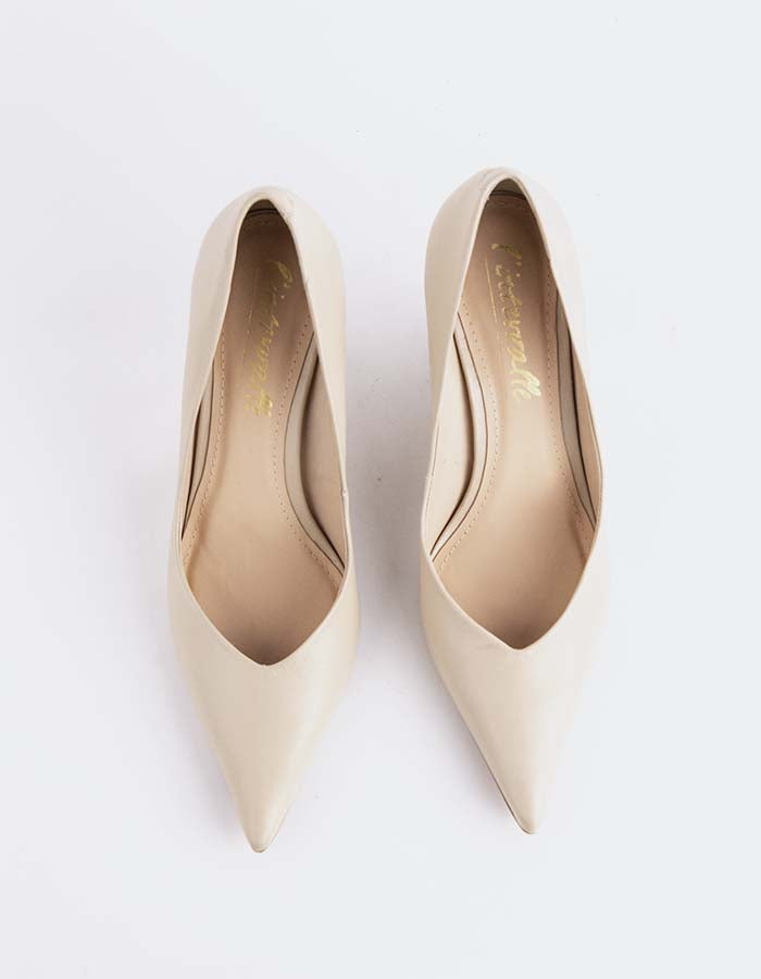 L'INTERVALLE Kressy Femmes Wedge Escarpins Blanc Cassé Leather