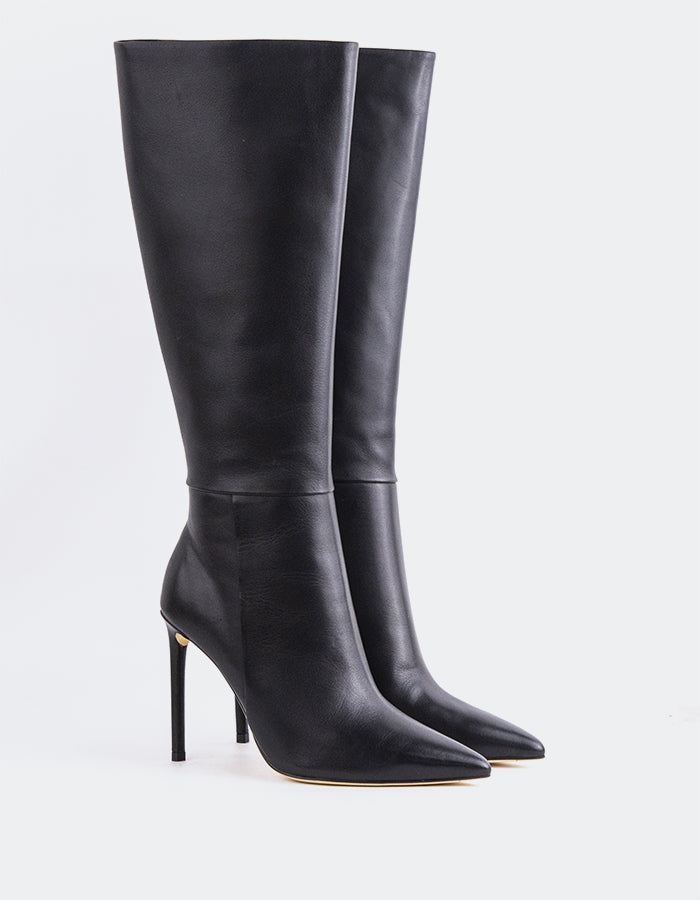 L'INTERVALLE Kyrie Women's High-Heel Tall Boots Black Leather