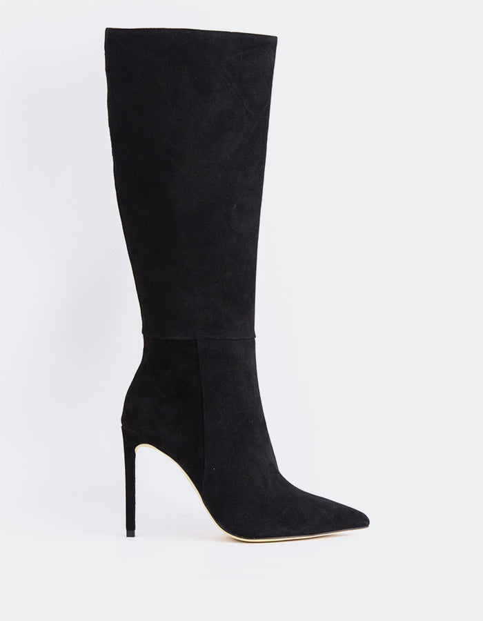 L'INTERVALLE Kyrie Bottes hautes à talons hauts pour femmes Noir Suède