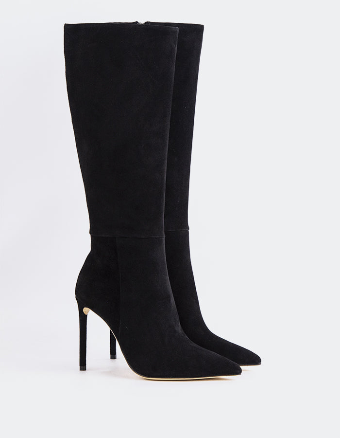 L'INTERVALLE Kyrie Bottes hautes à talons hauts pour femmes Noir Suède