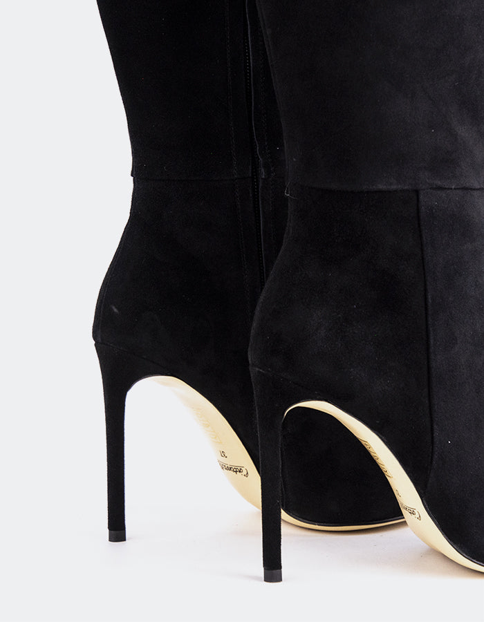 L'INTERVALLE Kyrie Bottes hautes à talons hauts pour femmes Noir Suède