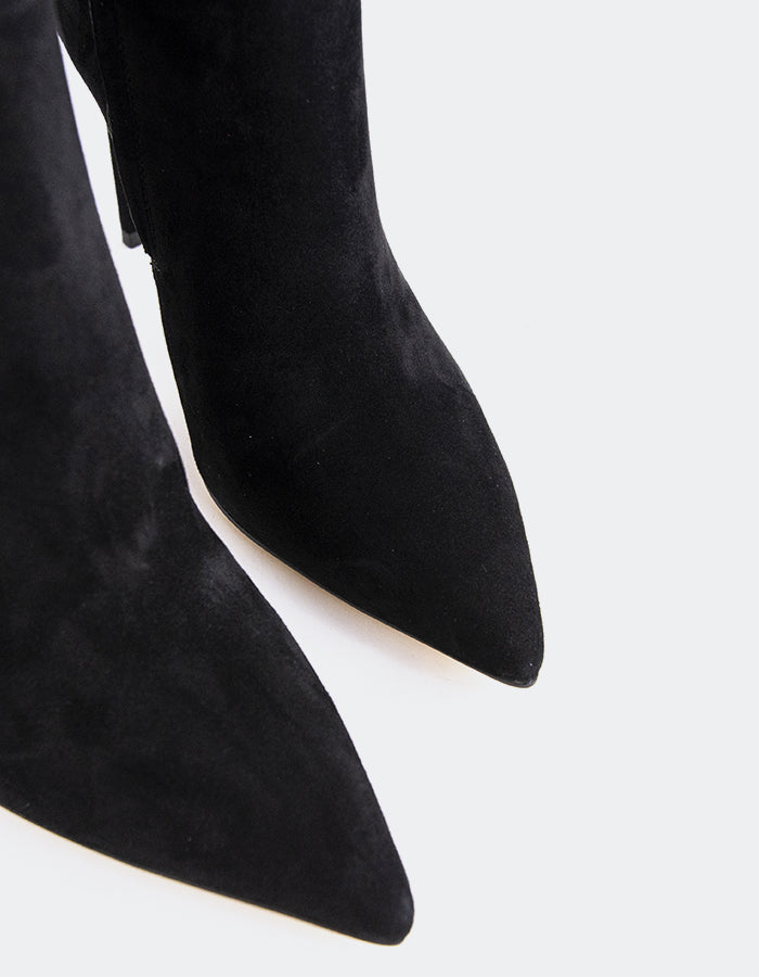 L'INTERVALLE Kyrie Bottes hautes à talons hauts pour femmes Noir Suède
