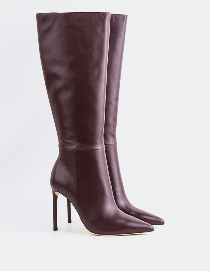 L'INTERVALLE Kyrie Women's High-Heel Tall Boots Burgundy Leather