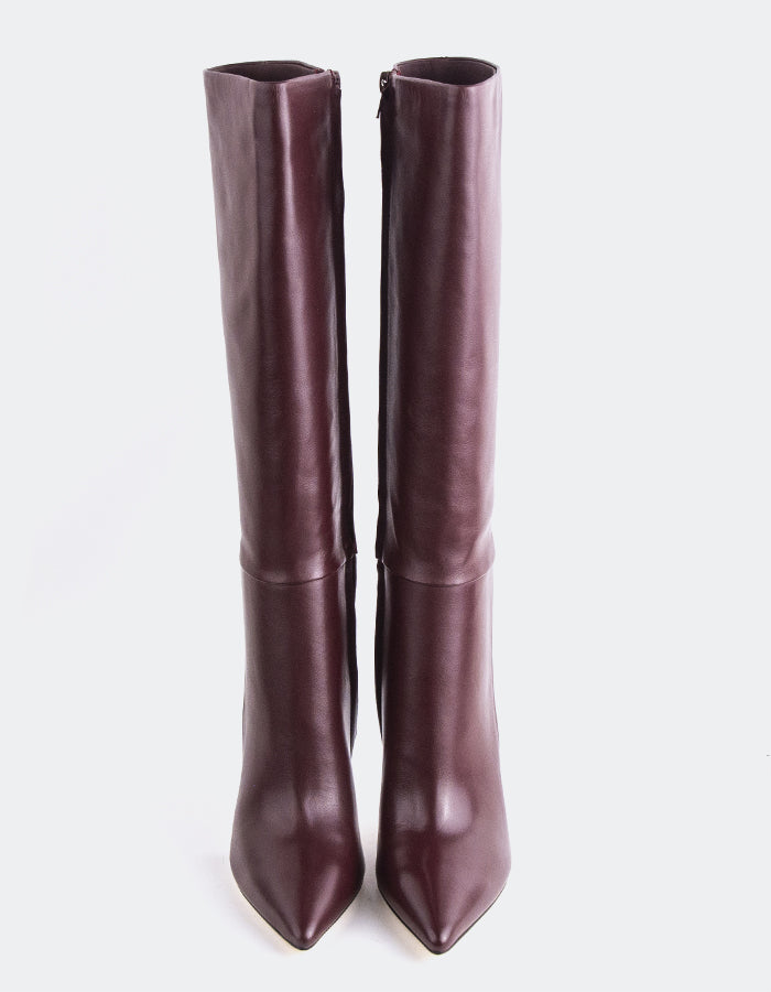 L'INTERVALLE Kyrie Women's High-Heel Tall Boots Burgundy Leather