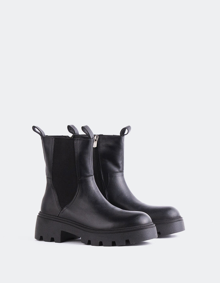 L'INTERVALLE Larvik Bottines Chelsea pour femmes Noir Cuir