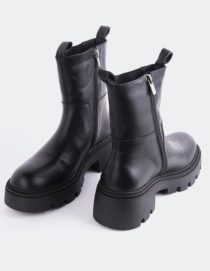 L'INTERVALLE Larvik Bottines Chelsea pour femmes Noir Cuir