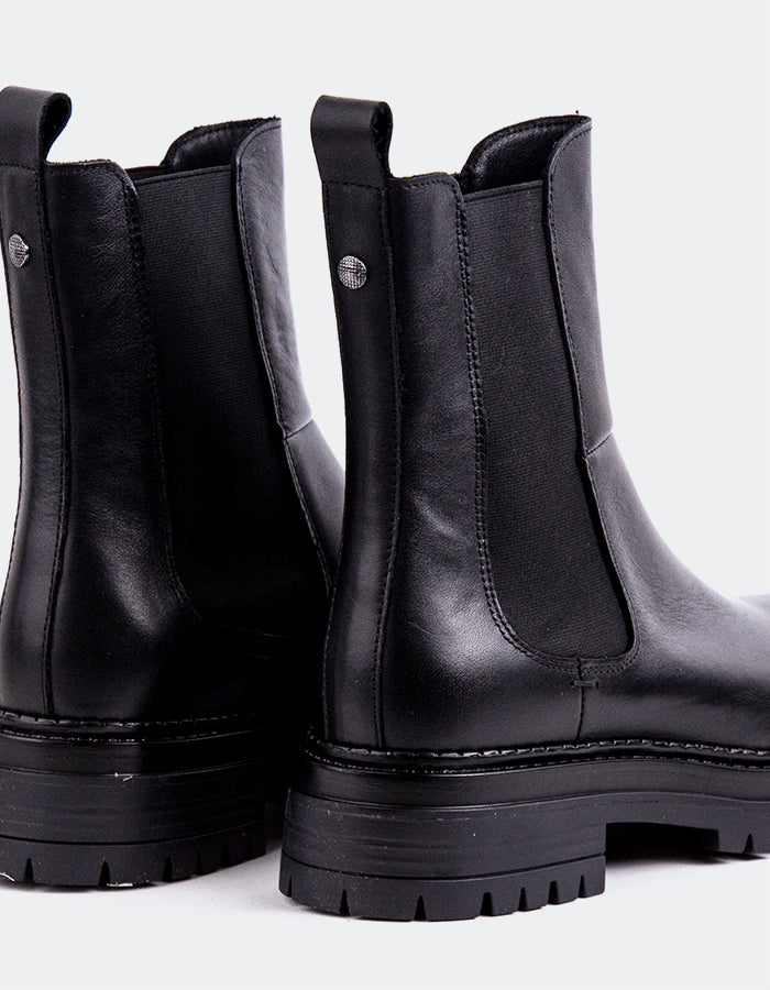 L'INTERVALLE Lavak Women's Chelsea Ankle Boots Black Leather