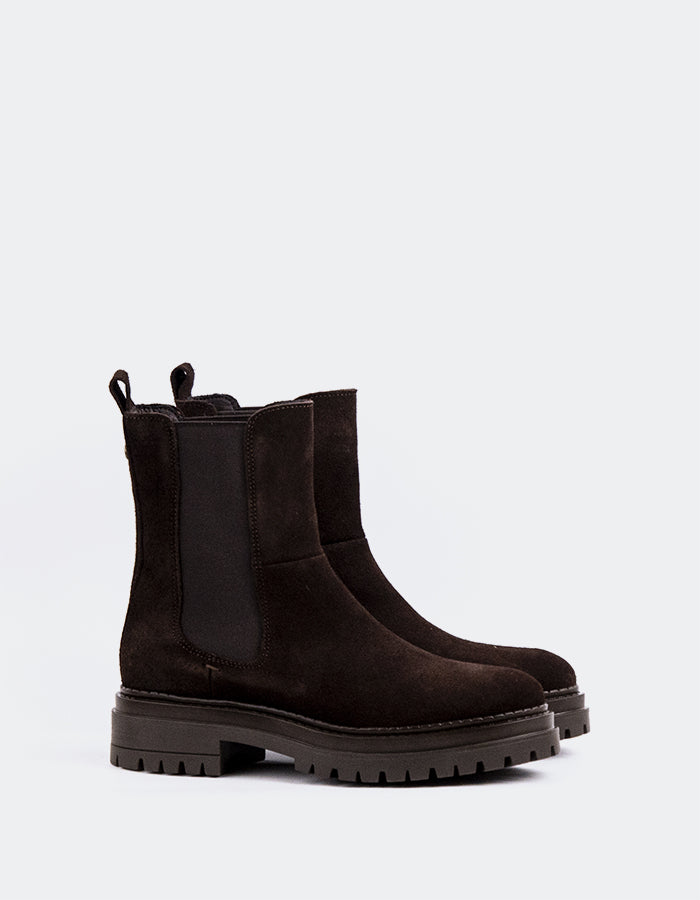 L'INTERVALLE Lavak Women's Chelsea Ankle Boots Chocolate Suede