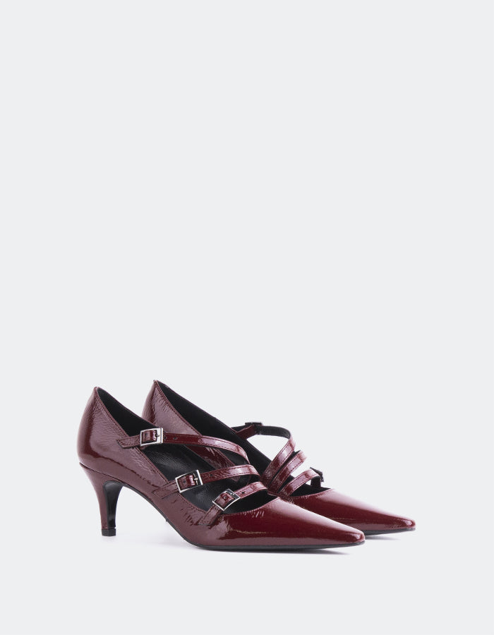 L'INTERVALLE Lenzie Women's Mary-Jane Shoes Burgundy Patent