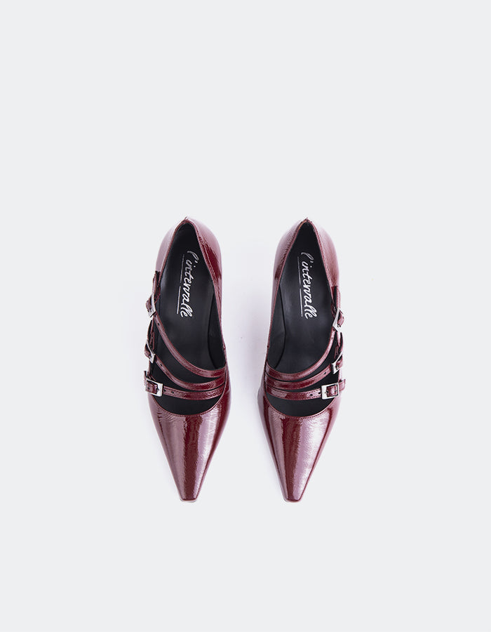 L'INTERVALLE Lenzie Women's Mary-Jane Shoes Burgundy Patent