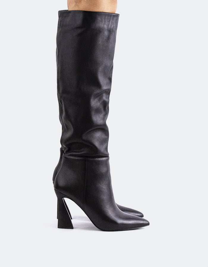 L'INTERVALLE Lerwick Women's High-Heel Tall Boots Black Leather