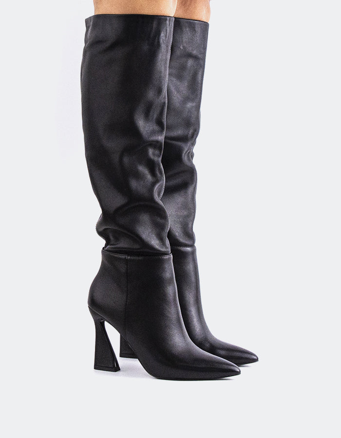 L'INTERVALLE Lerwick Women's High-Heel Tall Boots Black Leather