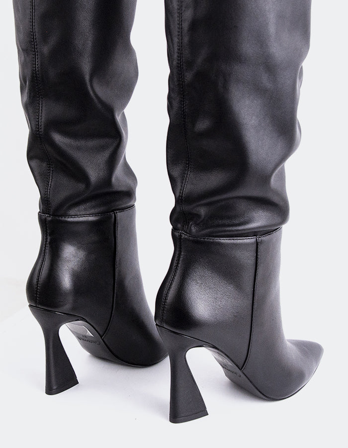 L'INTERVALLE Lerwick Women's High-Heel Tall Boots Black Leather