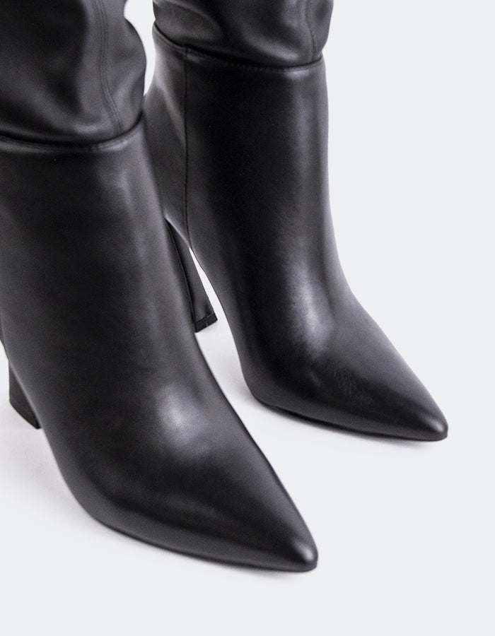 L'INTERVALLE Lerwick Women's High-Heel Tall Boots Black Leather