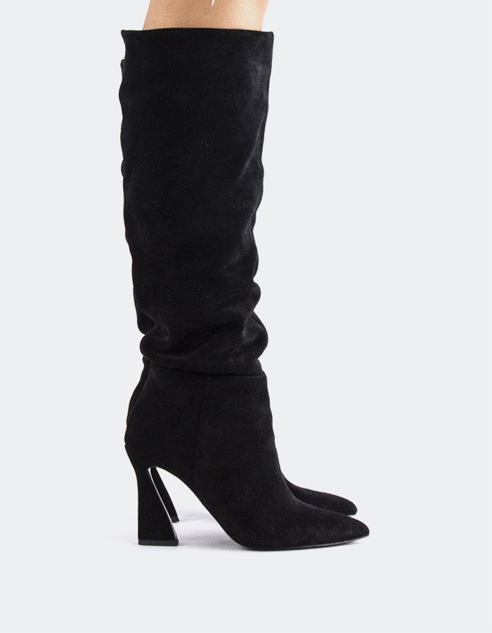 L'INTERVALLE Lerwick Women's High-Heel Tall Boots Black Suede