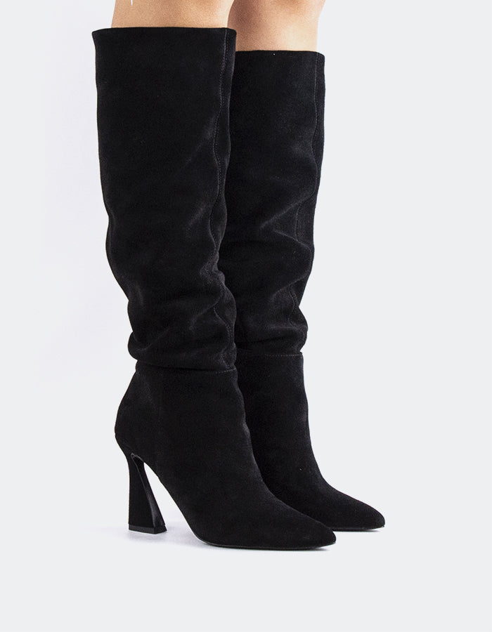 L'INTERVALLE Lerwick Women's High-Heel Tall Boots Black Suede