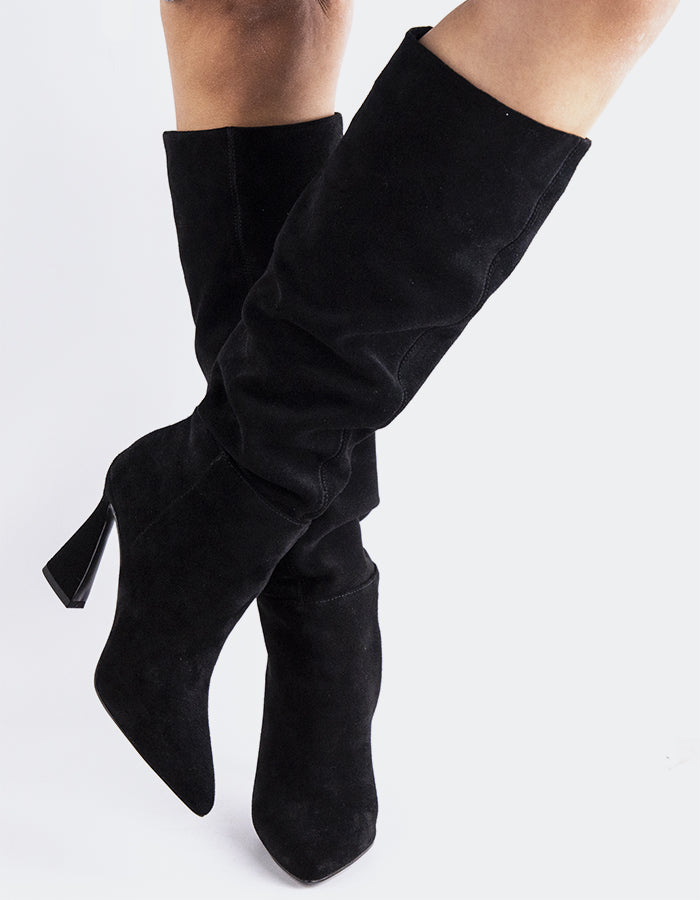 L'INTERVALLE Lerwick Women's High-Heel Tall Boots Black Suede