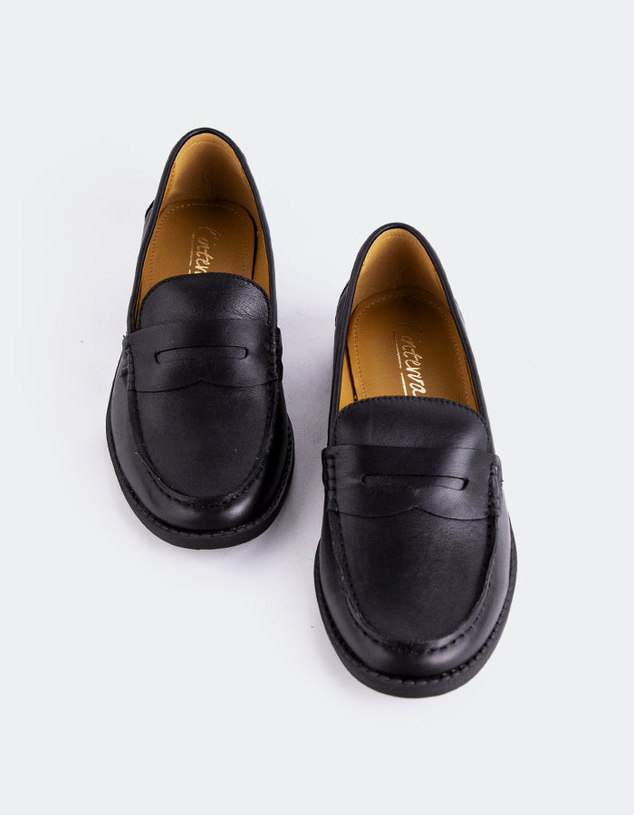 L'INTERVALLE Lettine Women's Penny Loafers Black Leather