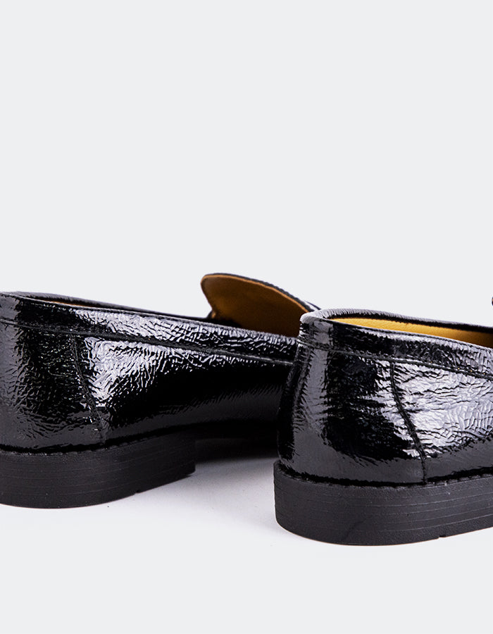 L'INTERVALLE Lettine Mocassins à pochettes pour femmes Noir Naplack