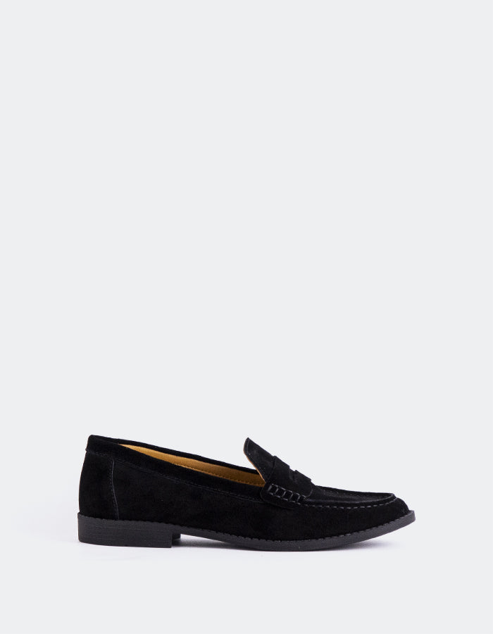 L'INTERVALLE Lettine Women's Penny Loafers Black Suede