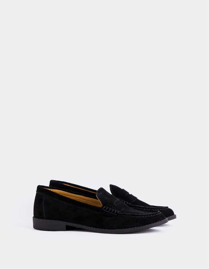 L'INTERVALLE Lettine Women's Penny Loafers Black Suede
