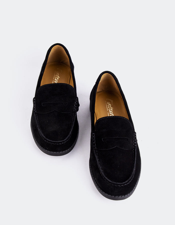 L'INTERVALLE Lettine Women's Penny Loafers Black Suede