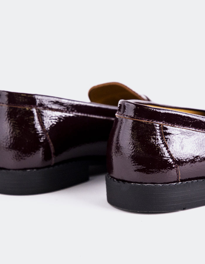 L'INTERVALLE Lettine Mocassins à pochettes pour femmes Bordeaux Naplack