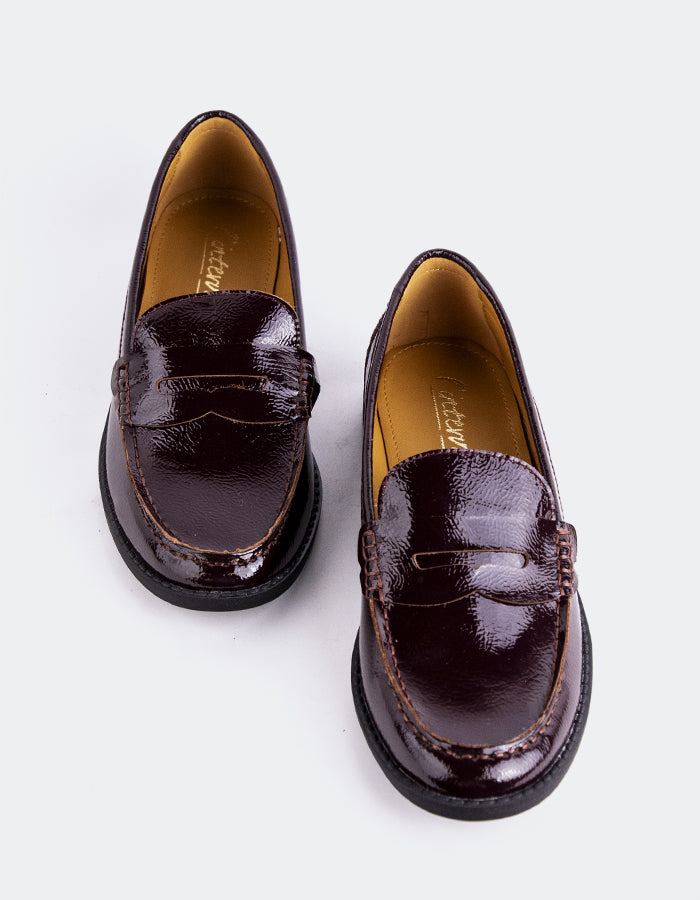 L'INTERVALLE Lettine Mocassins à pochettes pour femmes Bordeaux Naplack