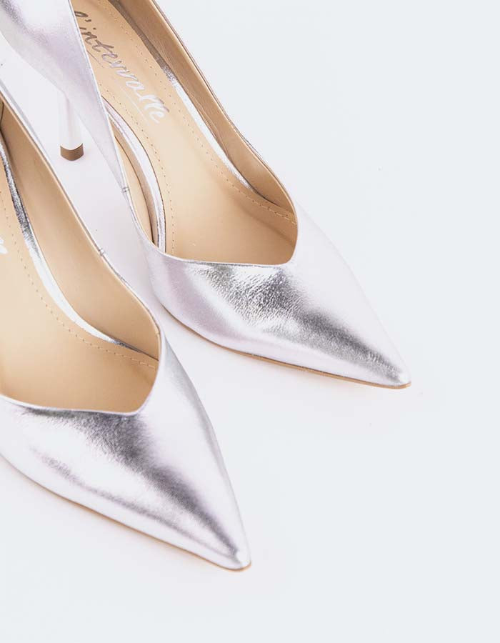 L'INTERVALLE Liora Escarpins  à talon moyen pour femmes en cuirArgent