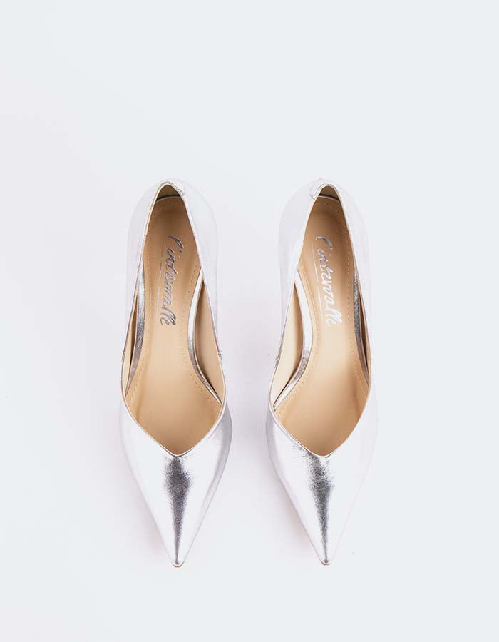 L'INTERVALLE Liora Escarpins  à talon moyen pour femmes en cuirArgent