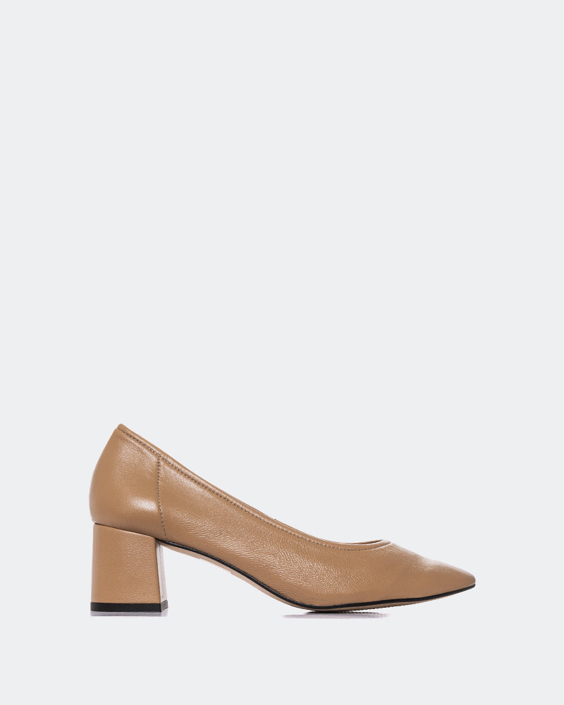 L'INTERVALLE Lisbeth Women's Shoe Mid Heel Pump Camel Leather