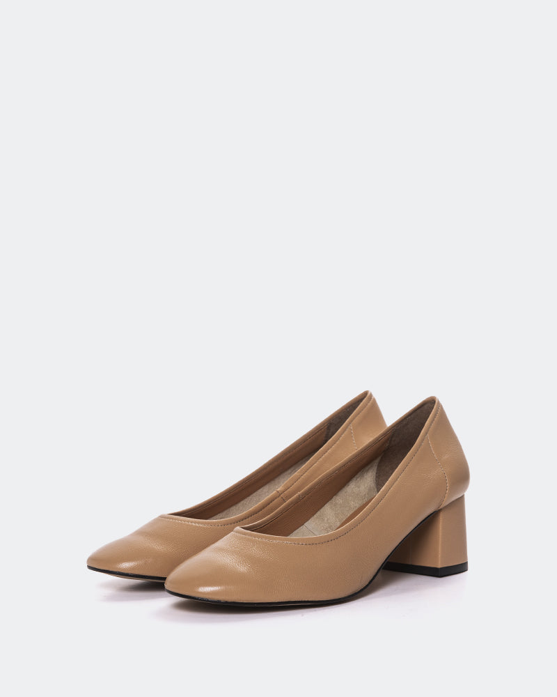 L'INTERVALLE Lisbeth Women's Shoe Mid Heel Pump Camel Leather