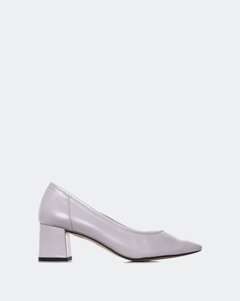 L'INTERVALLE Lisbeth Women's Shoe Mid Heel Pump Grey Leather