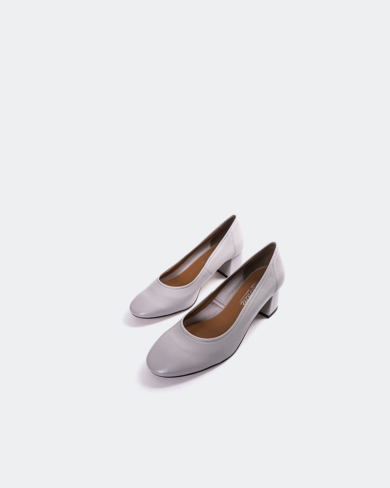 L'INTERVALLE Lisbeth Women's Shoe Mid Heel Pump Grey Leather