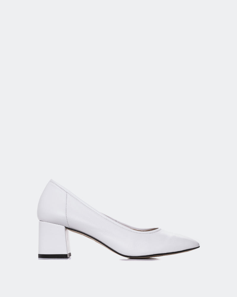 L'INTERVALLE Lisbeth Women's Shoe Mid Heel Pump White Leather
