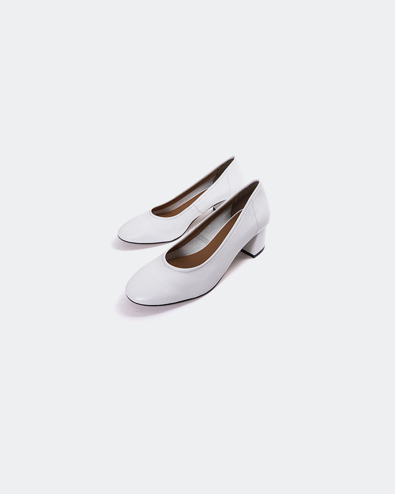 L'INTERVALLE Lisbeth Women's Shoe Mid Heel Pump White Leather