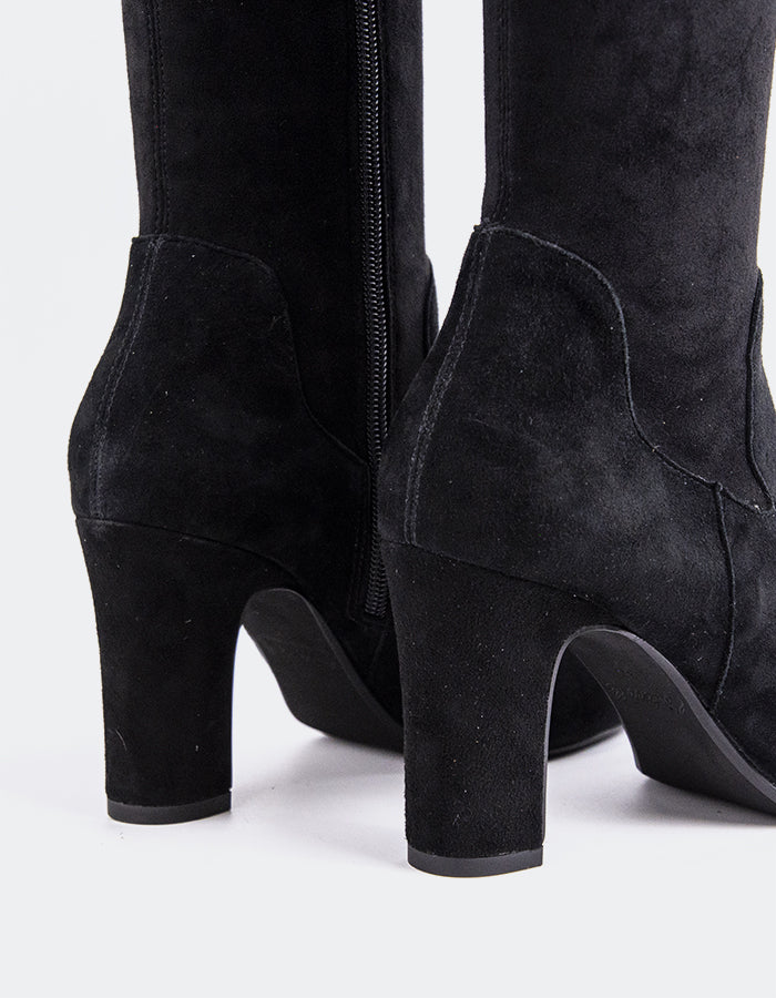 L'INTERVALLE Lisburn Bottes hautes extensibles pour femmes Noir Suède