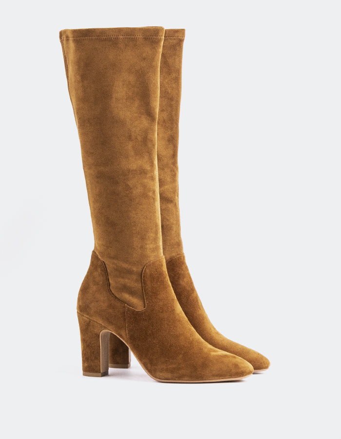 L'INTERVALLE Lisburn Bottes hautes extensibles pour femmes,Suède Ocre  foncé