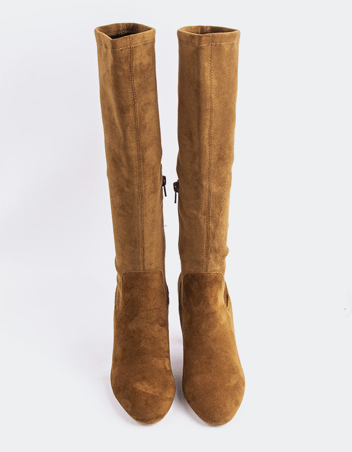 L'INTERVALLE Lisburn Bottes hautes extensibles pour femmes,Suède Ocre  foncé