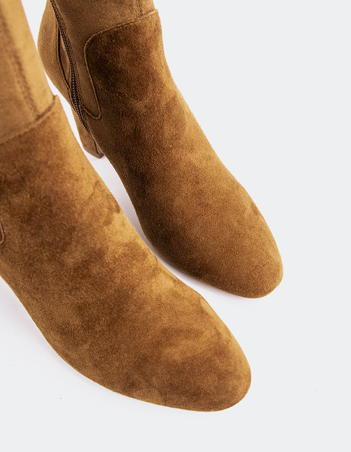 L'INTERVALLE Lisburn Bottes hautes extensibles pour femmes,Suède Ocre  foncé