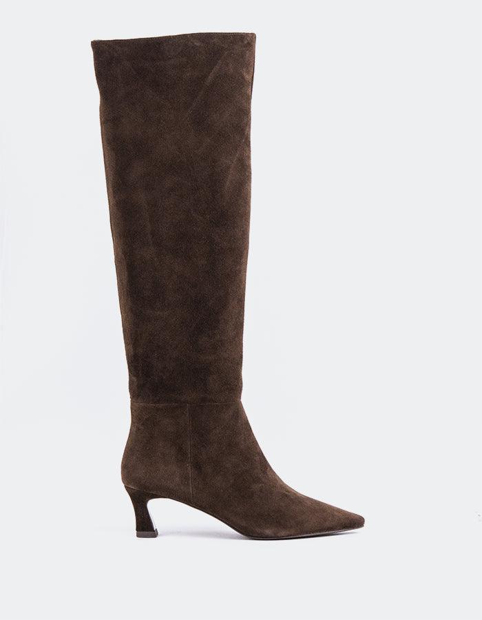 L'INTERVALLE Lorenzie Bottes hautes pour femmes Brun Suède