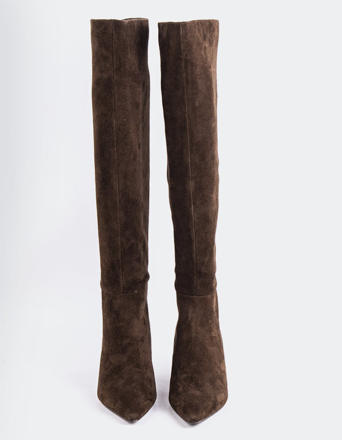 L'INTERVALLE Lorenzie Bottes hautes pour femmes Brun Suède